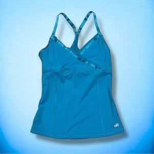 💞ALO YOGA Tank Cami Built-In Shelf Bra • VIBRANT TURQUOISE • Size MEDIUM